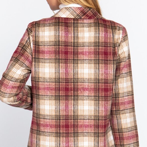 Notched Collar Plaid Jacket - Picture 4 of 4